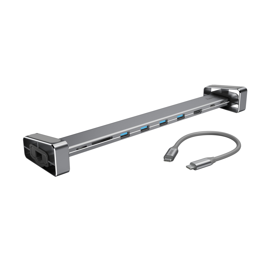 Hama 9in1-USB-C-dockingstation voor 4x USB-A, USB-C, HDMIO, LAN, SD, microSD USB Hub Grijs afbeelding