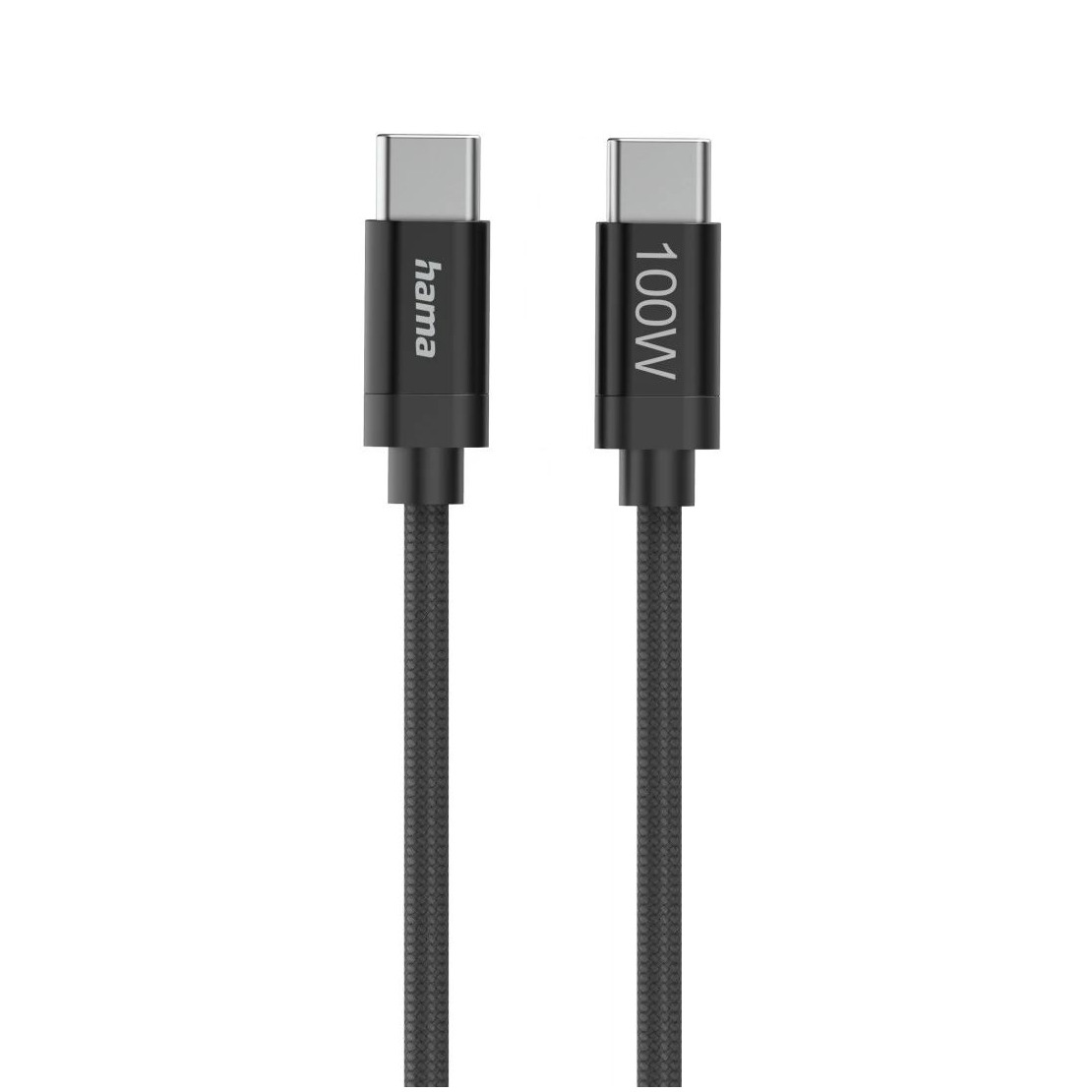 Hama Fabric USB-C - USB-C 100W 1.5 m nylon Oplader Zwart afbeelding
