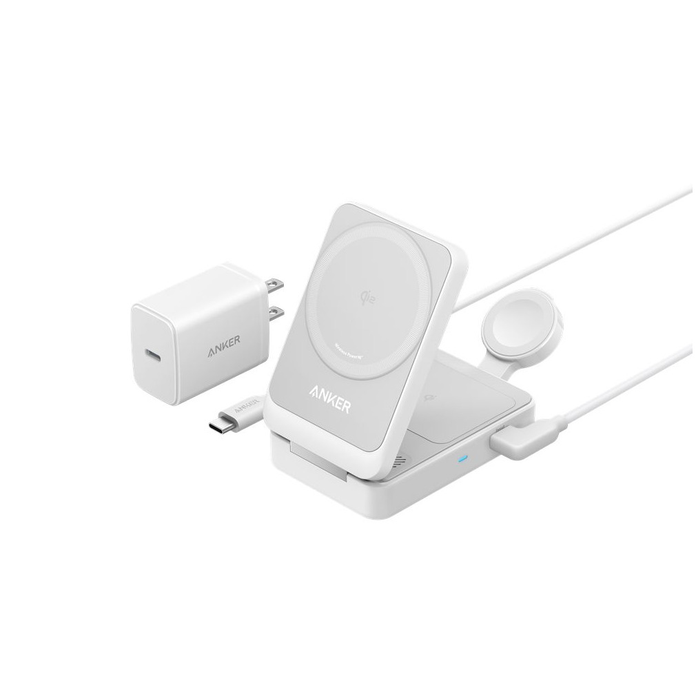 Anker MagGo Wireless Charging Station (3-in-1 Foldable Pad) Oplader Wit afbeelding