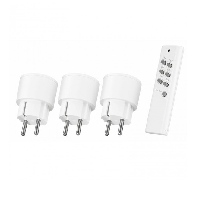 KlikAanKlikUit APC3-2300R Draadloze stekkerset met 3 stekkers & afstandsbediening Schakelaar Wit afbeelding