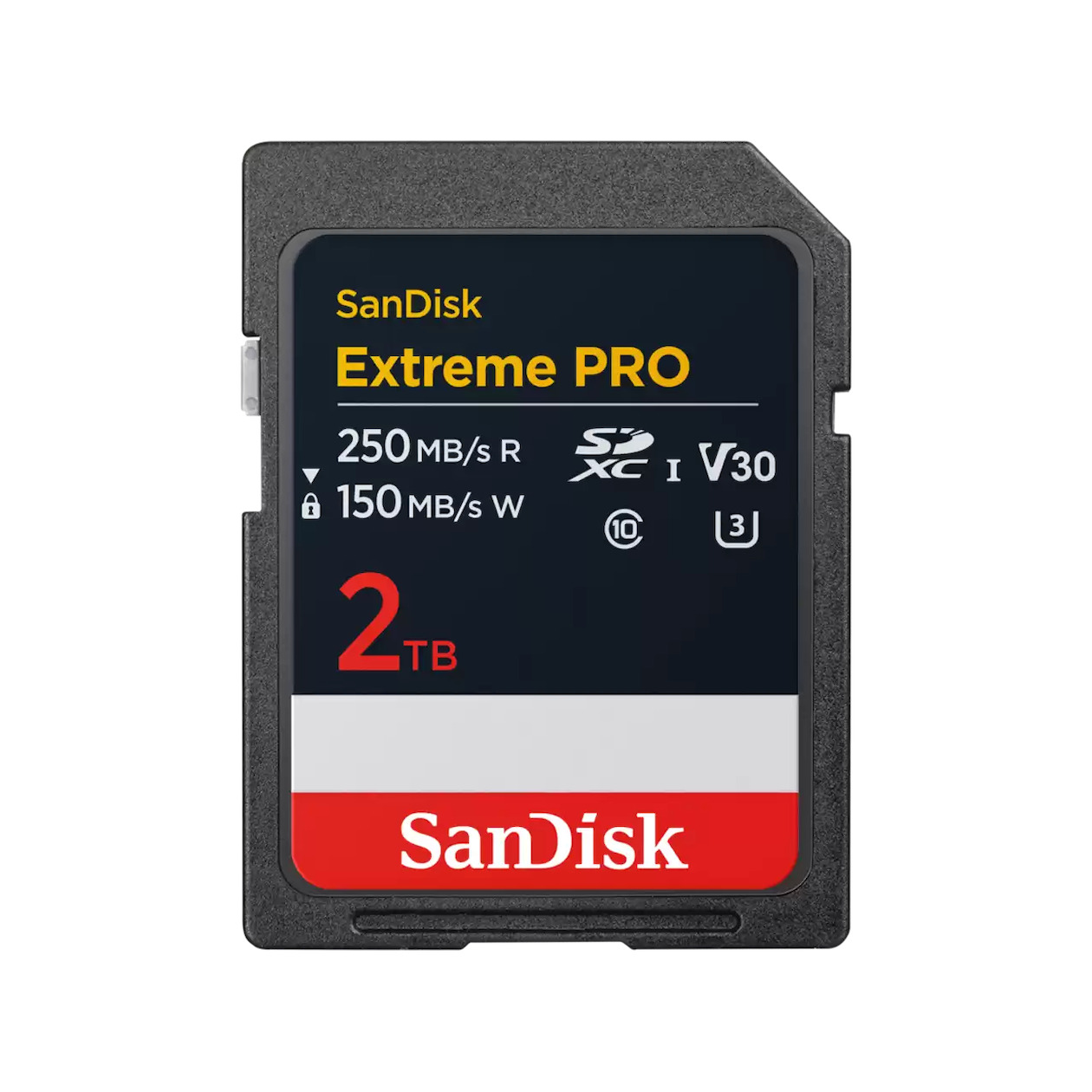 SanDisk SDXC Extreme Pro 2TB 250/150 mb/s - V30 - Rescue Pro DL 2Y SD-Kaart Zwart