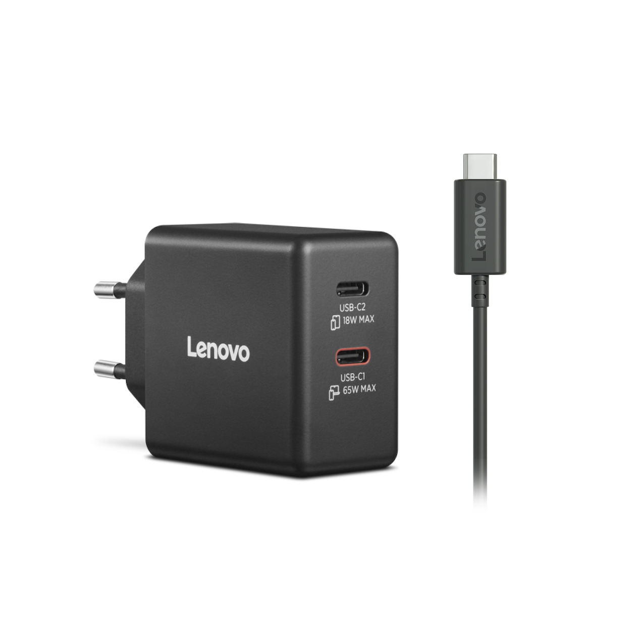 Lenovo Dual USB-C 65W GaN Power Adapter Oplader, foto 3