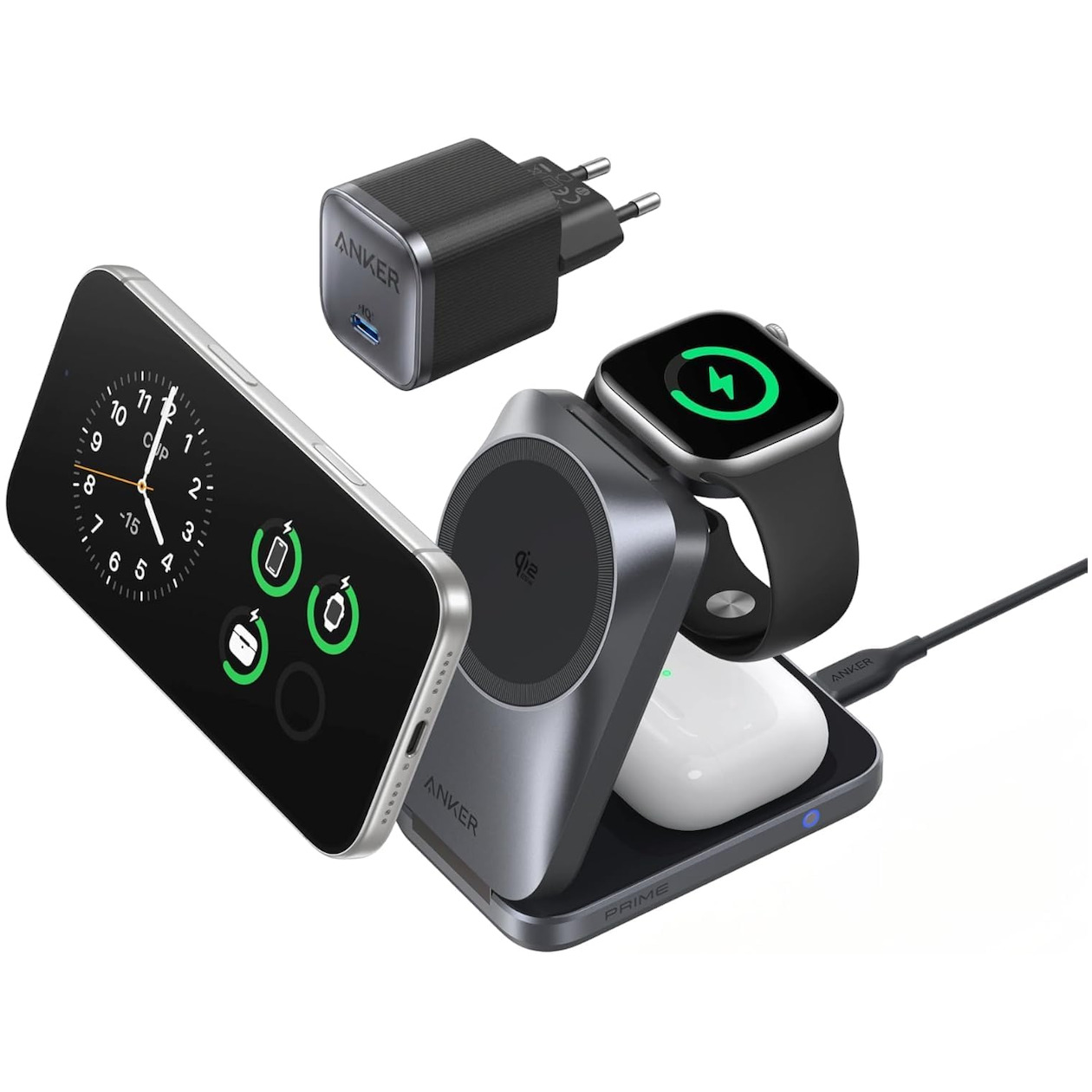 Anker MagGo Wireless Charger Cooling (25W Foldable 3-in-1) Oplader Zwart