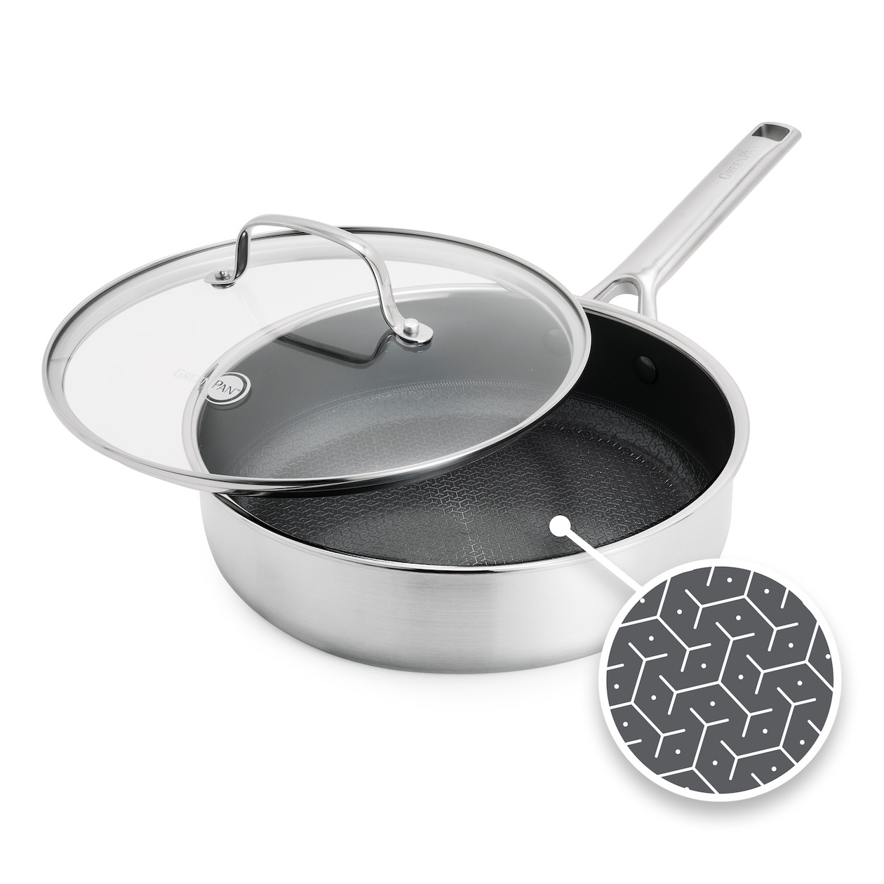 GreenPan Apex Thermobond hapjespan met deksel 24cm (CC010198-001) Pan Zilver