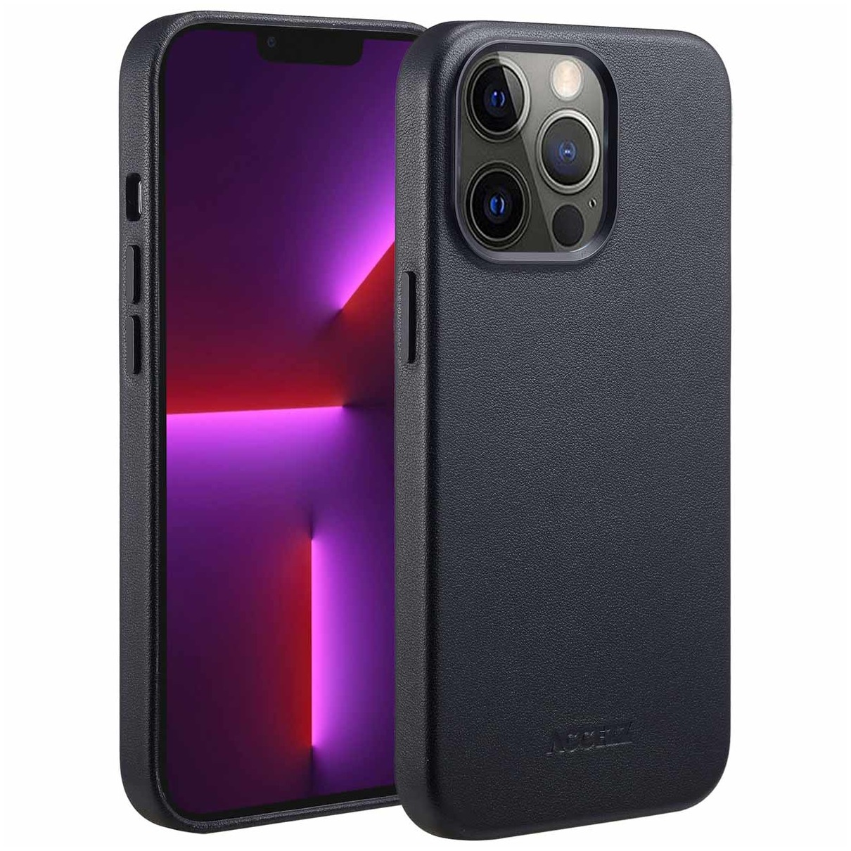 Accezz MagSafe Leather Backcover iPhone 13 Pro Telefoonhoesje Zwart afbeelding