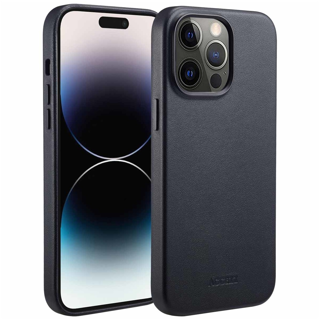 Accezz MagSafe Leather Backcover iPhone 14 Pro Max Telefoonhoesje Zwart afbeelding