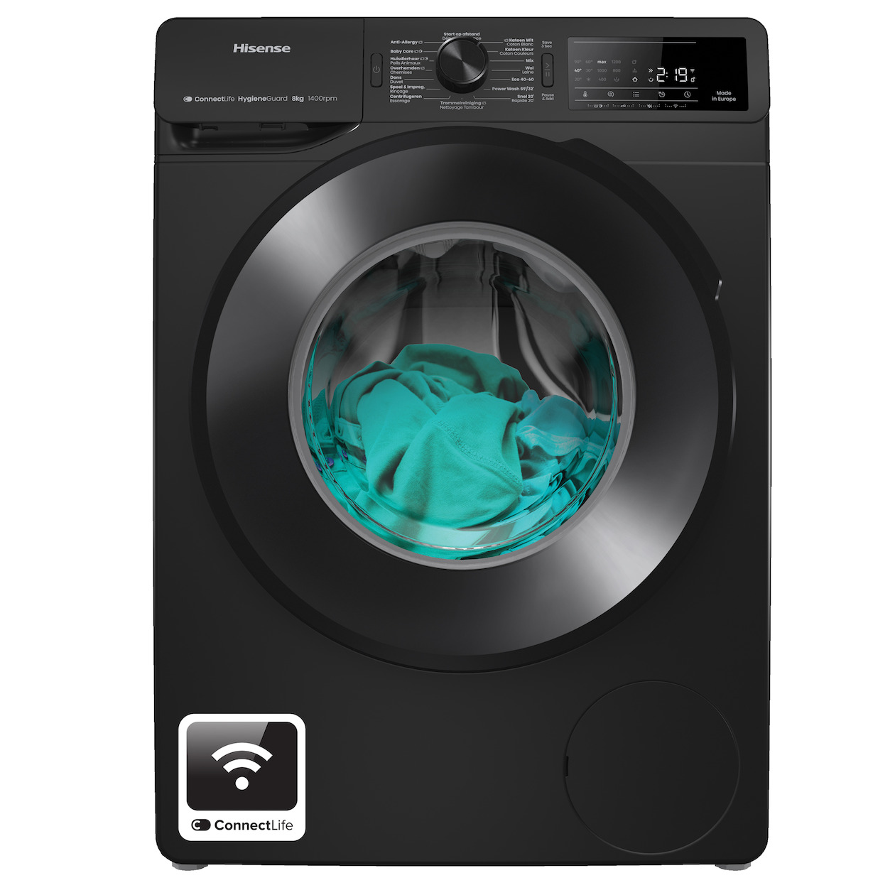 Hisense WF3V843BB/BLX Wasmachine Zwart afbeelding