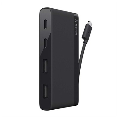 Belkin USB-C 4-Port Mini Hub USB Hub Zwart afbeelding