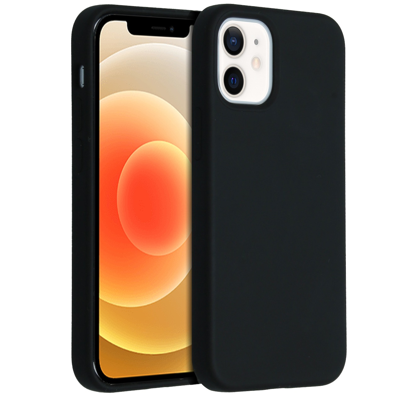 Accezz Liquid Silicone Backcover iPhone 12 Mini Telefoonhoesje Zwart afbeelding
