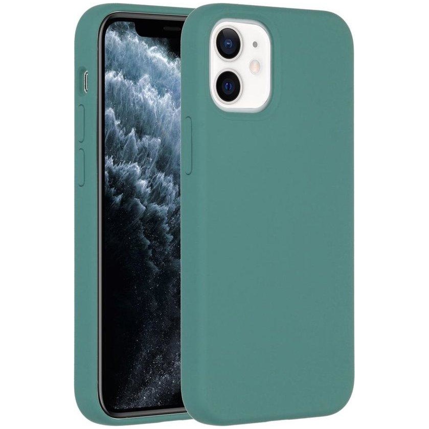 Accezz Liquid Silicone Backcover iPhone 12 Mini Telefoonhoesje Groen afbeelding
