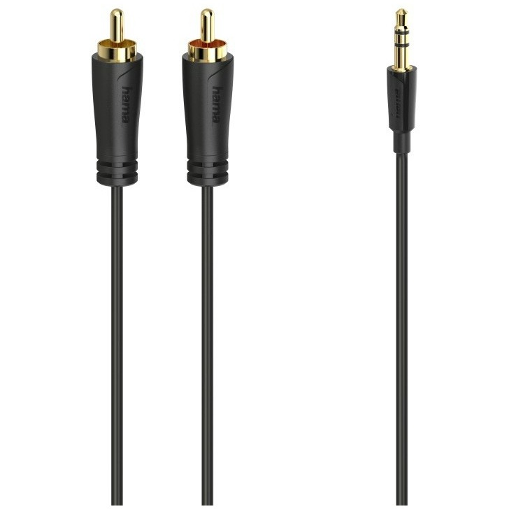 Hama Audiokabel, 3,5-mm-jack-stekker - 2 cinch-stekker, stereo, verg., 1,5 m Mini jack kabel afbeelding