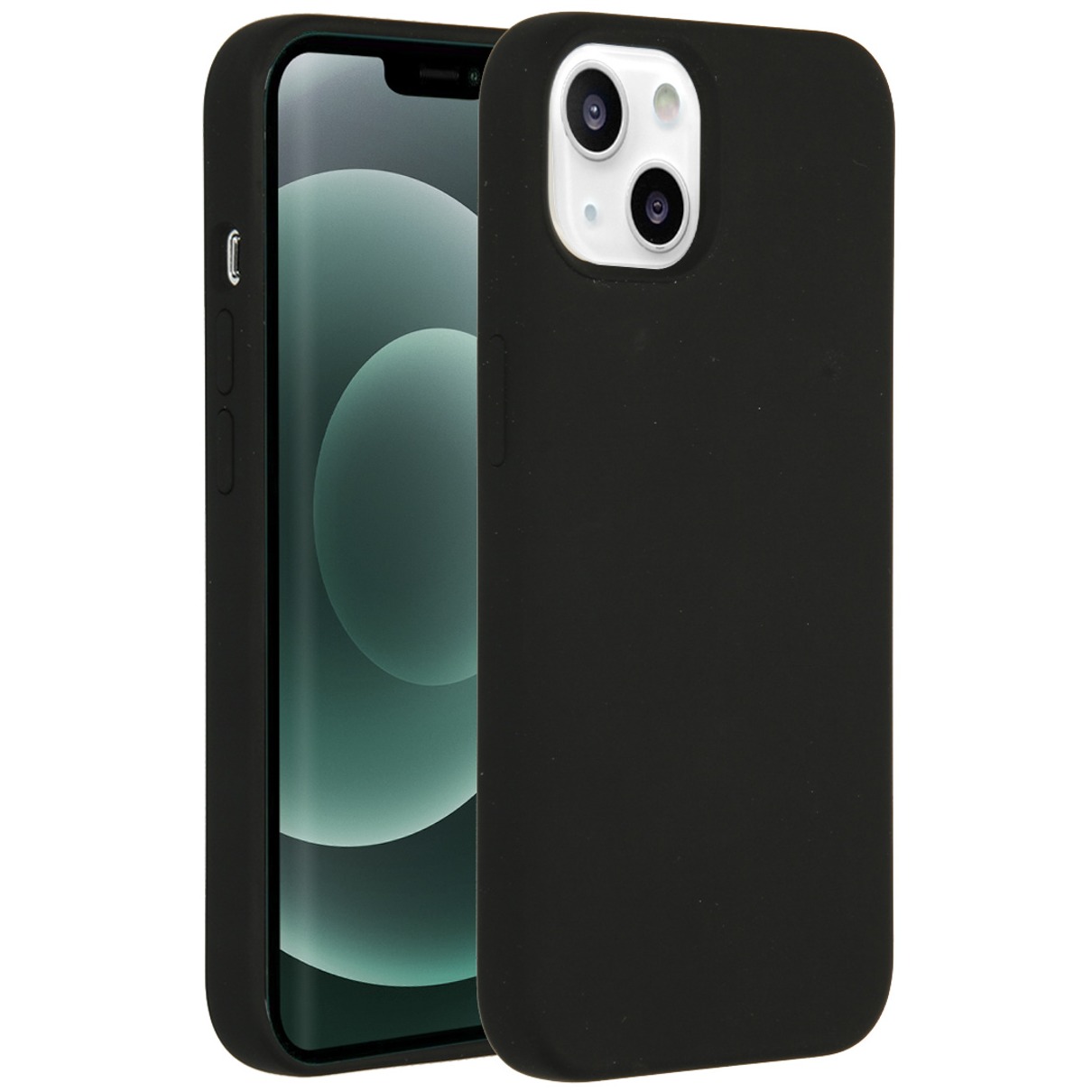 Accezz Liquid Silicone Backcover iPhone 13 Mini Telefoonhoesje Zwart afbeelding