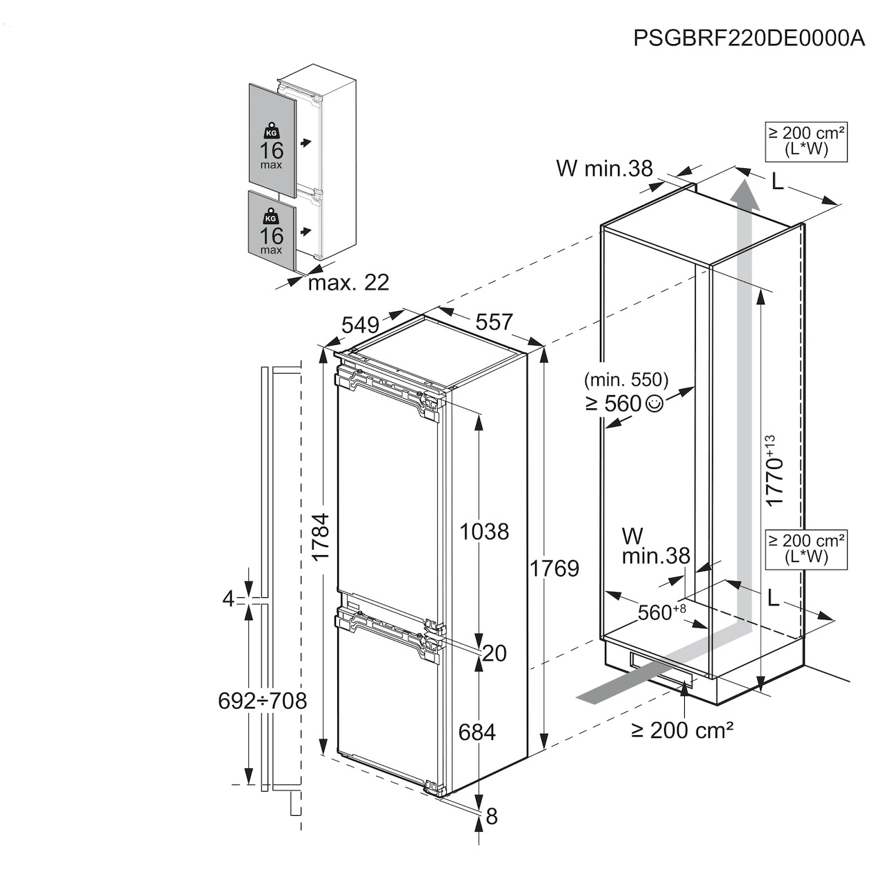 AEG TC8CS181CF Inbouw koel-vriescombinatie, foto 3