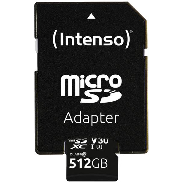 Intenso microSD Card UHS-I Professional 512GB Micro SD-kaart Zwart