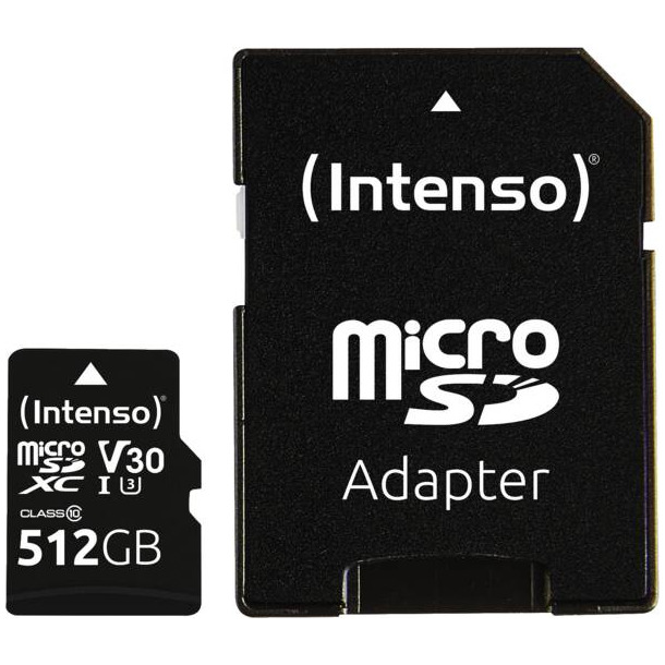 Intenso microSD Card UHS-I Professional 512GB Micro SD-kaart Zwart