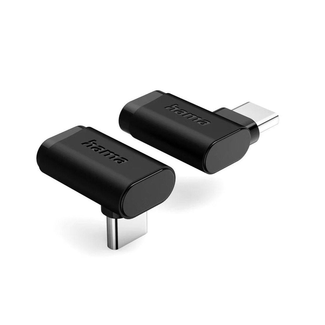 Hama USB-C-hoekadapter 90° USB 3.2 Gen2 10 Gbit/s 5A 240W set van 2 Desktop accessoire Zwart afbeelding