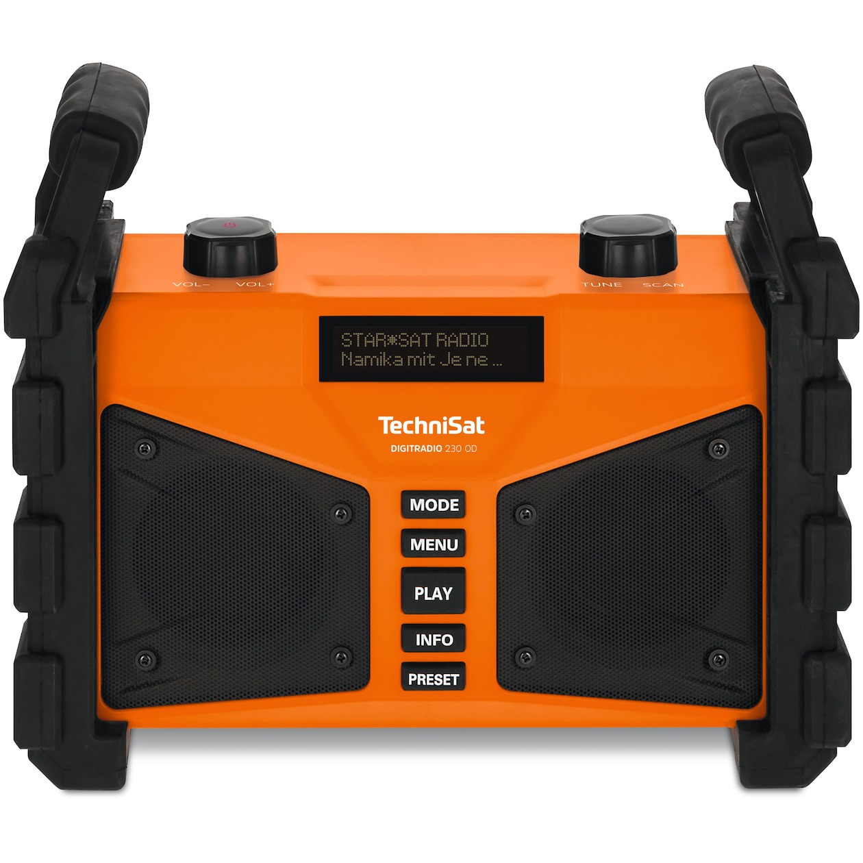 TechniSat Digitradio 230 OD Bouwradio DAB+, FM AUX, Bluetooth, USB Spatwaterbestendig, Stofdicht, Herlaadbaar Oranje