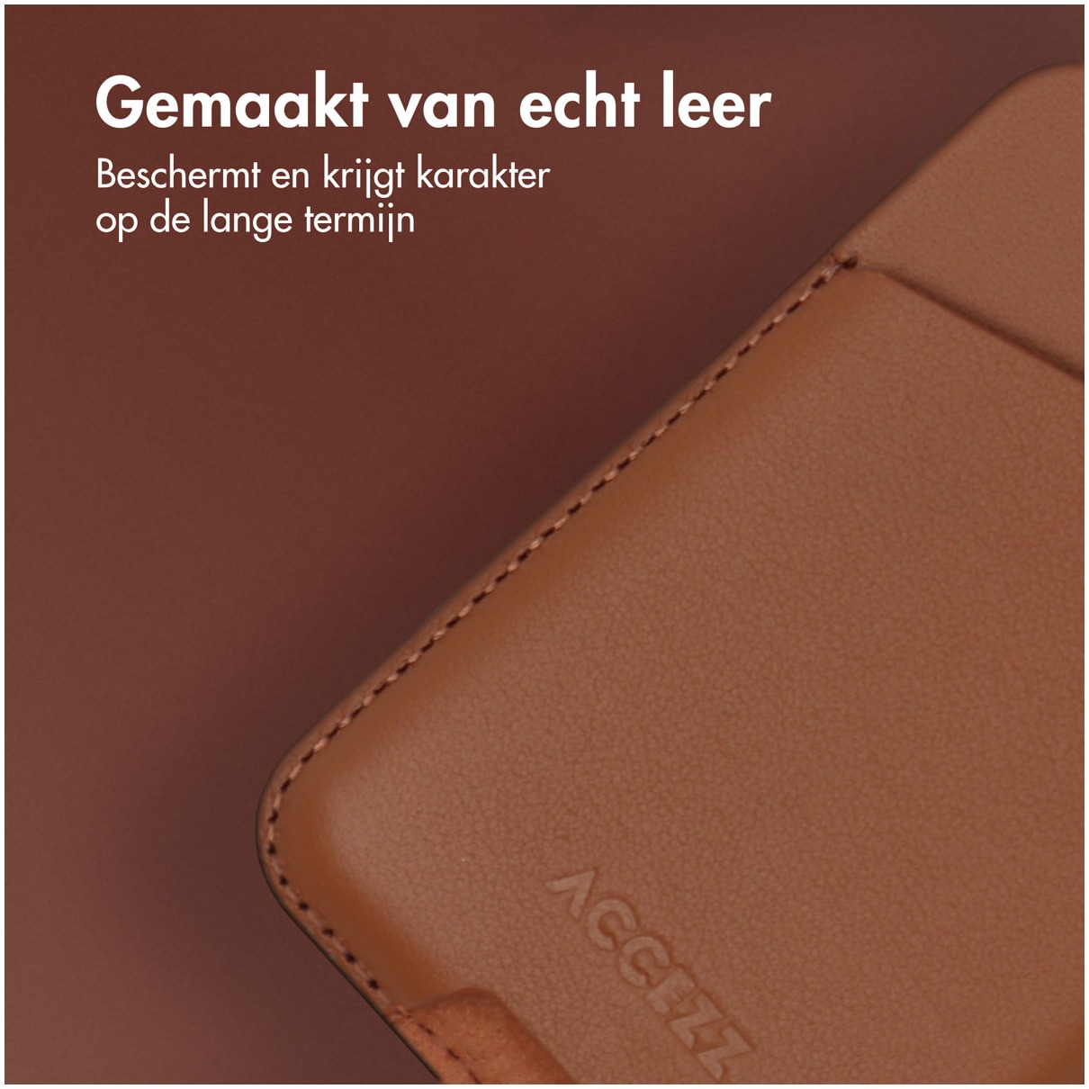 Accezz Accezz Leather Cardholder MagSafe - Kaarthouder met MagSafe - Sienna Brown Telefoonhoesje Bruin afbeelding