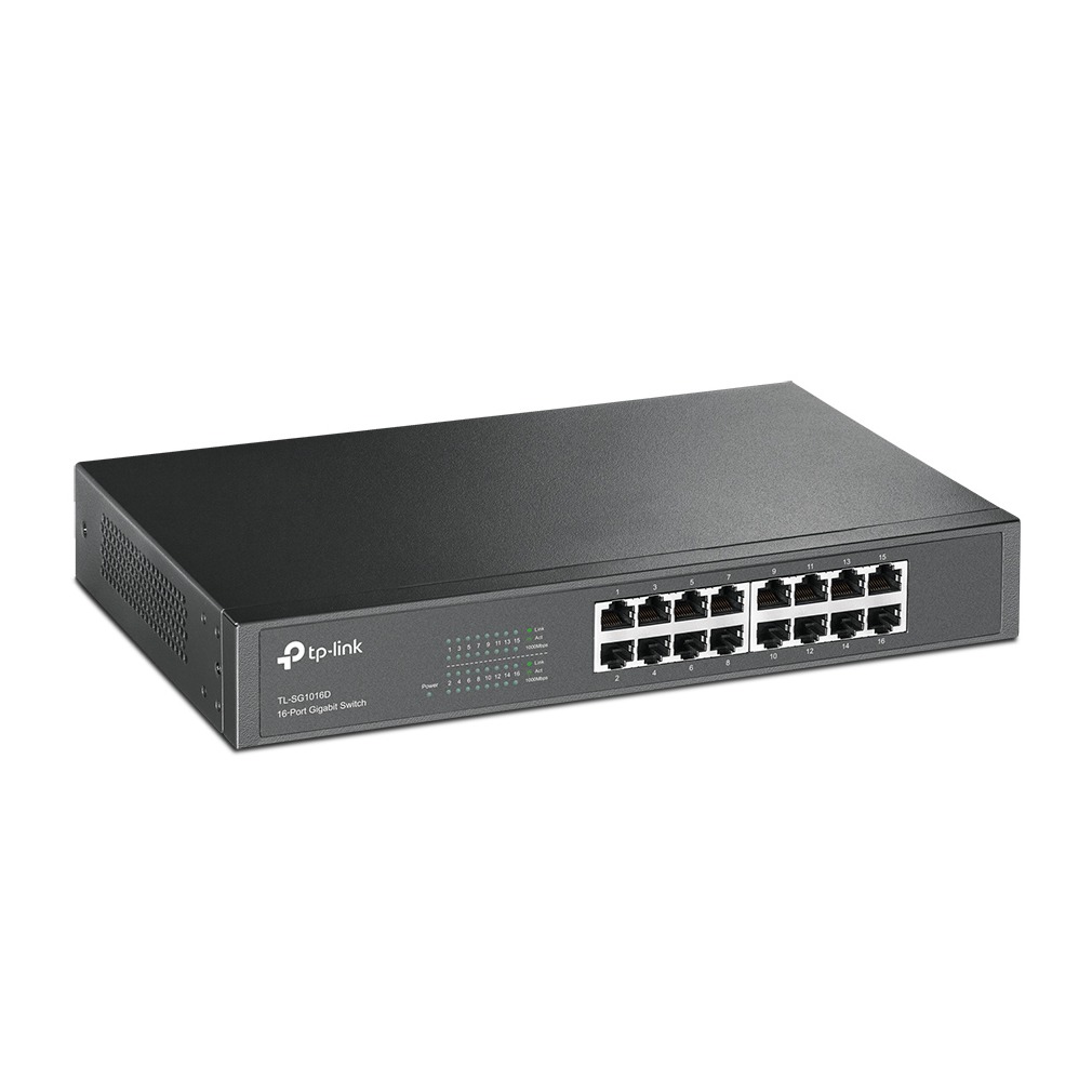 TP-Link TL-SG1016D 16-Port Gigabit Desktop/Rackmount Switch Switch Zwart afbeelding
