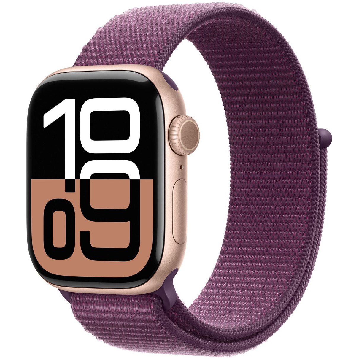 Apple Watch Series 10 GPS + Cellular 42mm Aluminium Case met Plum Sport Loop Smartwatch Roze afbeelding