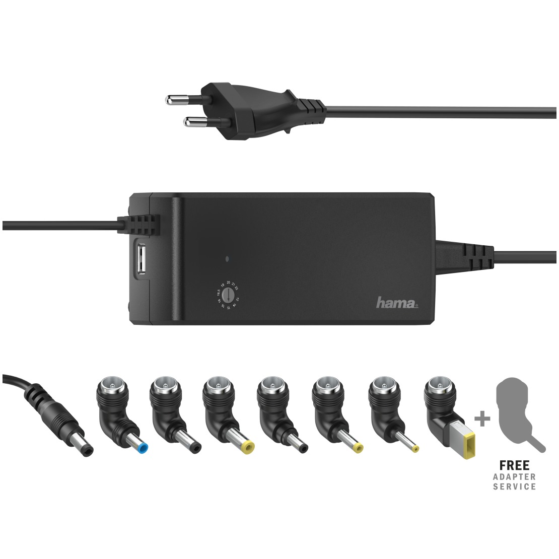 Hama UNIVERSELE NOTEBOOK-NETADAPTER, 12-22V/90W Voeding Zwart afbeelding