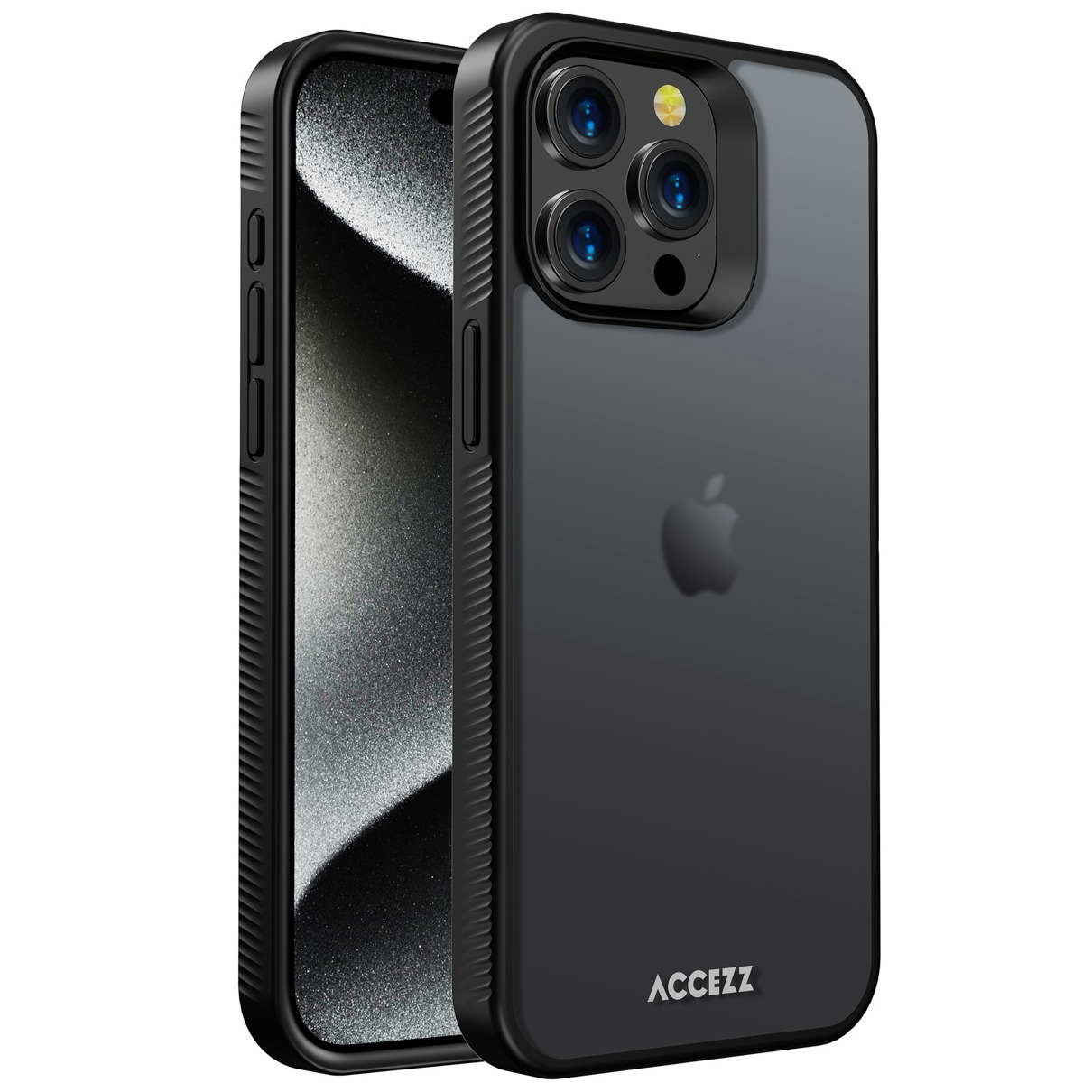 Accezz Rugged Frosted Backcover iPhone 15 Pro Max Telefoonhoesje Zwart afbeelding