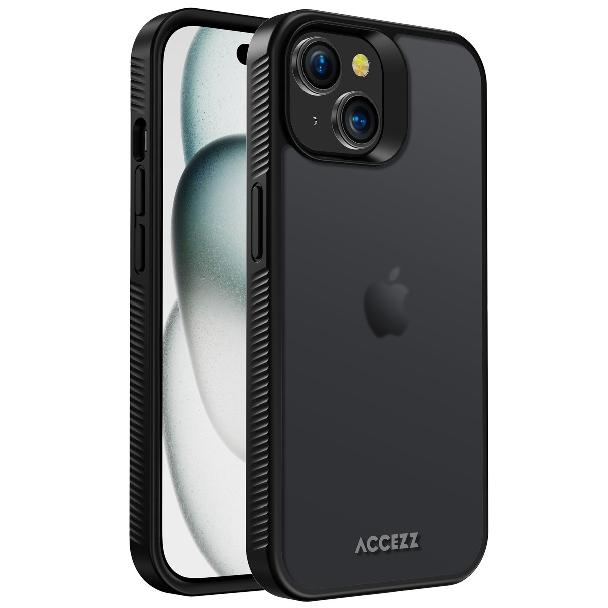 Accezz Rugged Frosted Backcover iPhone 15 Telefoonhoesje Zwart afbeelding