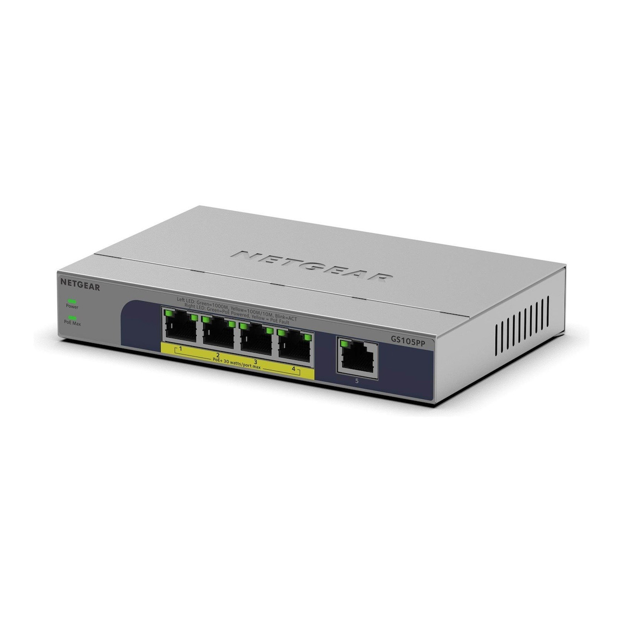 Netgear 5PT GB UNMANAGED SWCH W/POE+GS105PP Switch