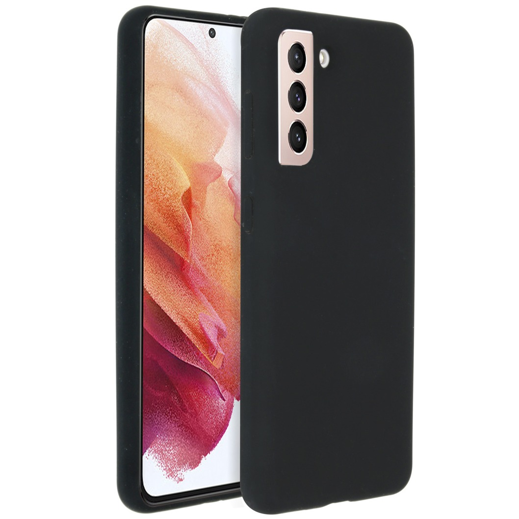 Accezz Liquid Silicone Backcover Samsung Galaxy S21 Telefoonhoesje Zwart afbeelding