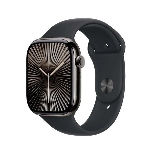 Apple Watch Series 10 GPS + Cellular 46mm Titanium Case met Sport Band - M/L Smartwatch Groen afbeelding