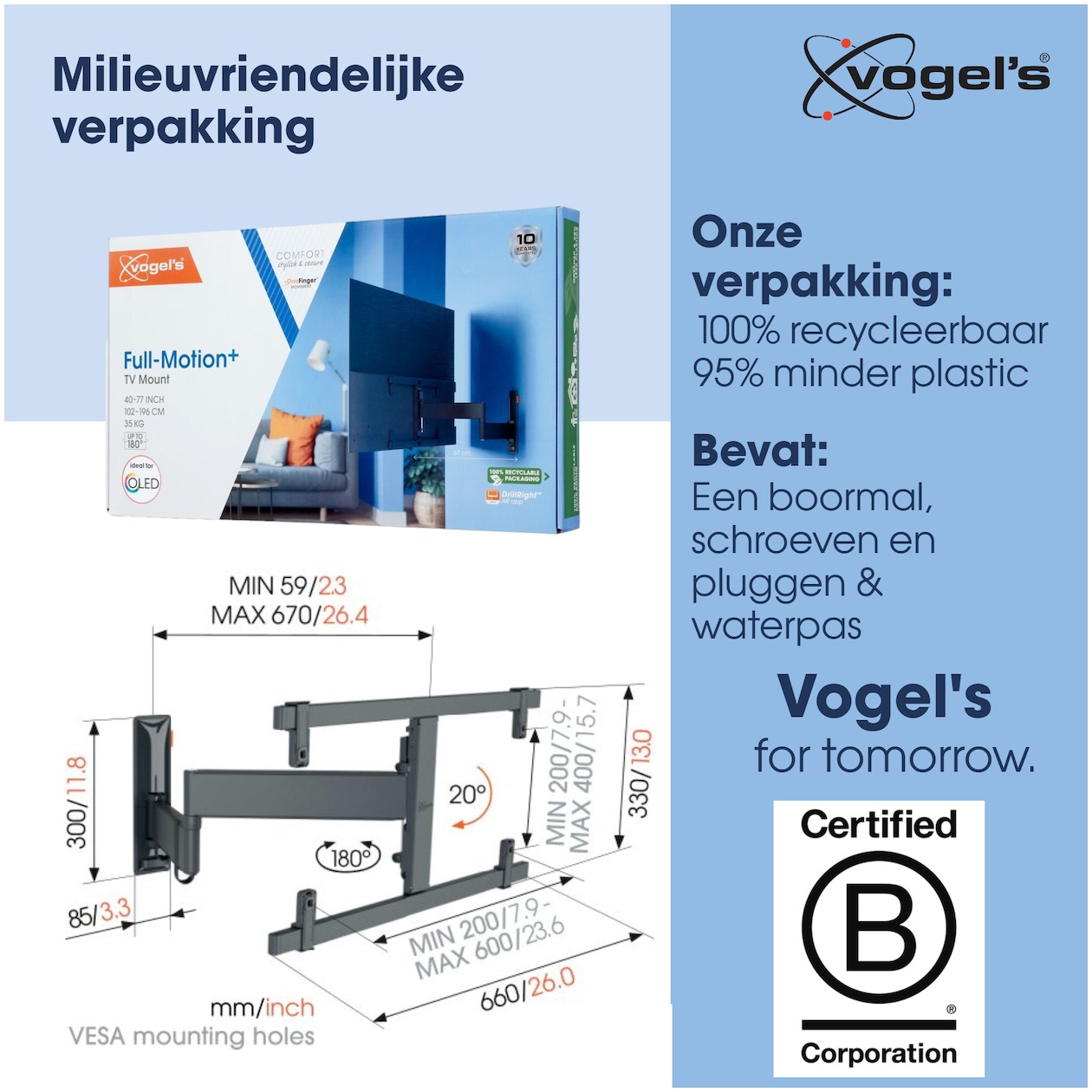 Vogels Vogel'S TVM 3665 Draaibare OLED tv-beugel TV beugel Zwart, foto 2