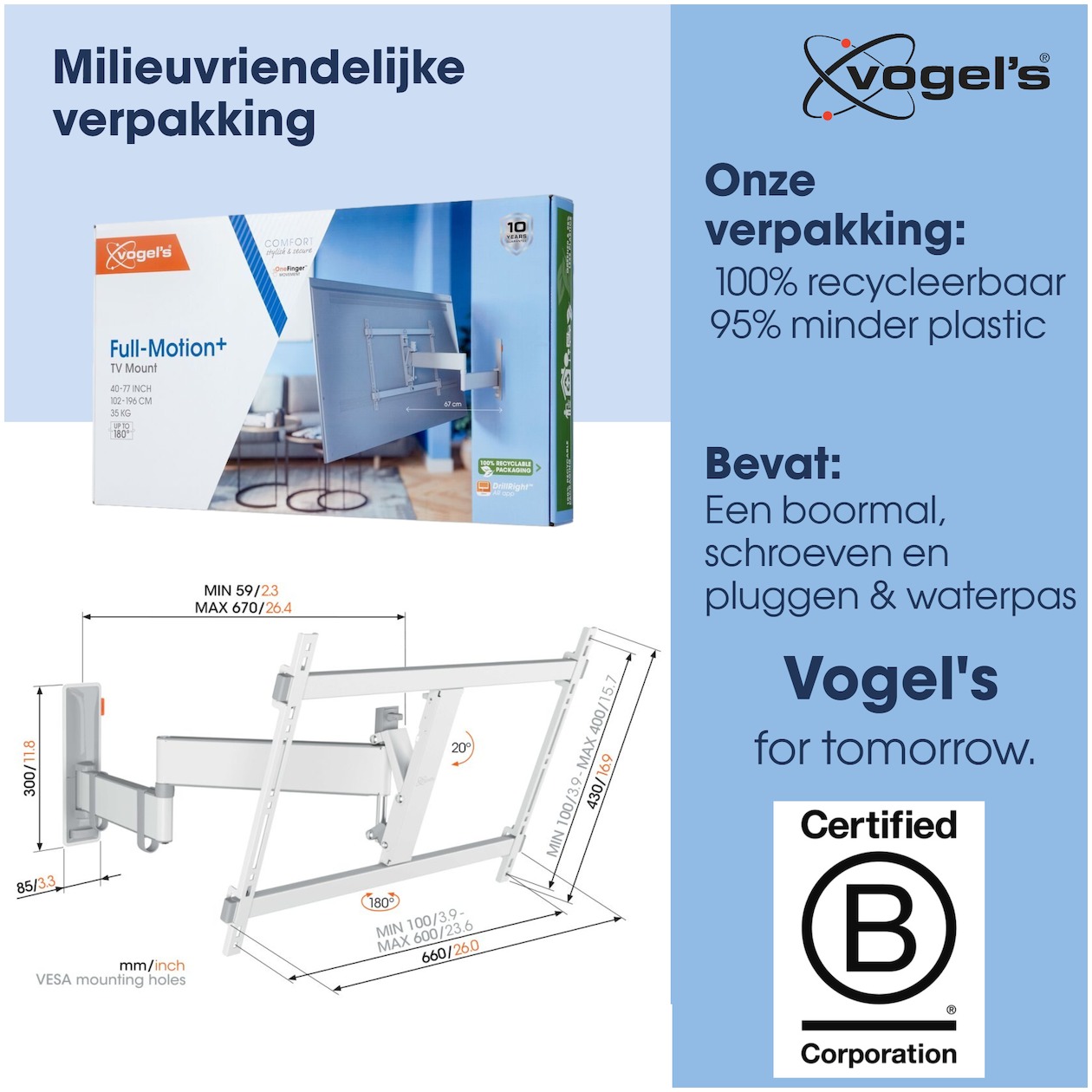 Vogels Vogel'S TVM 3645 Draaibare tv-beugel TV beugel Wit, foto 2