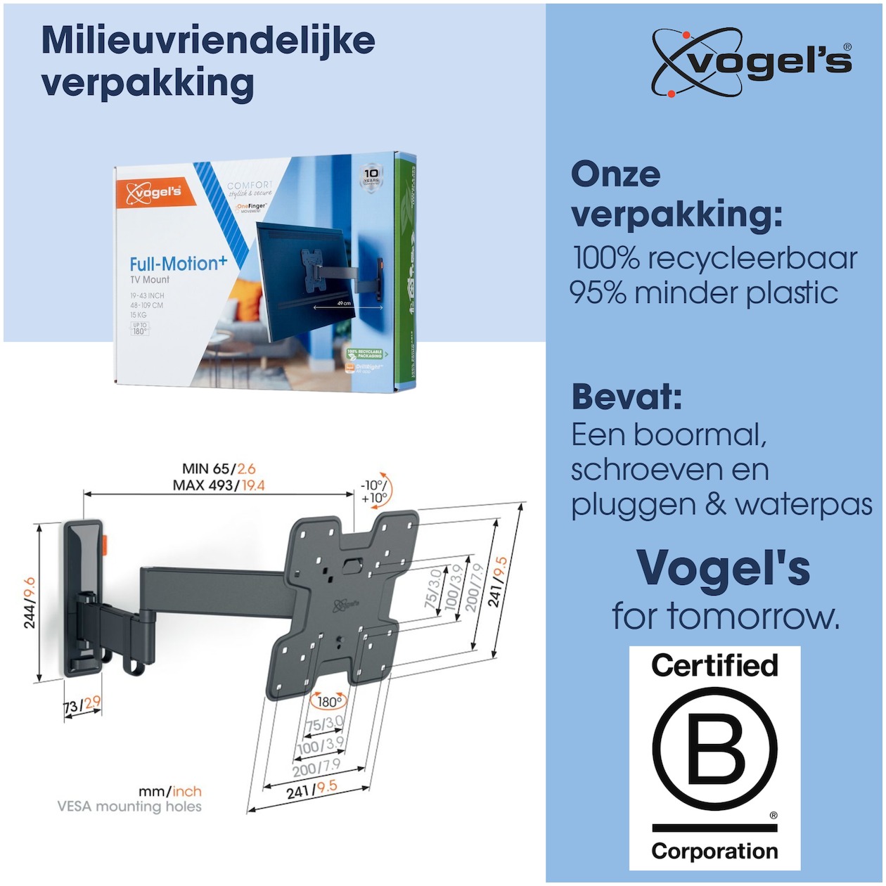 Vogels Vogel'S TVM 3245 Draaibare tv-beugel TV beugel Zwart, foto 3