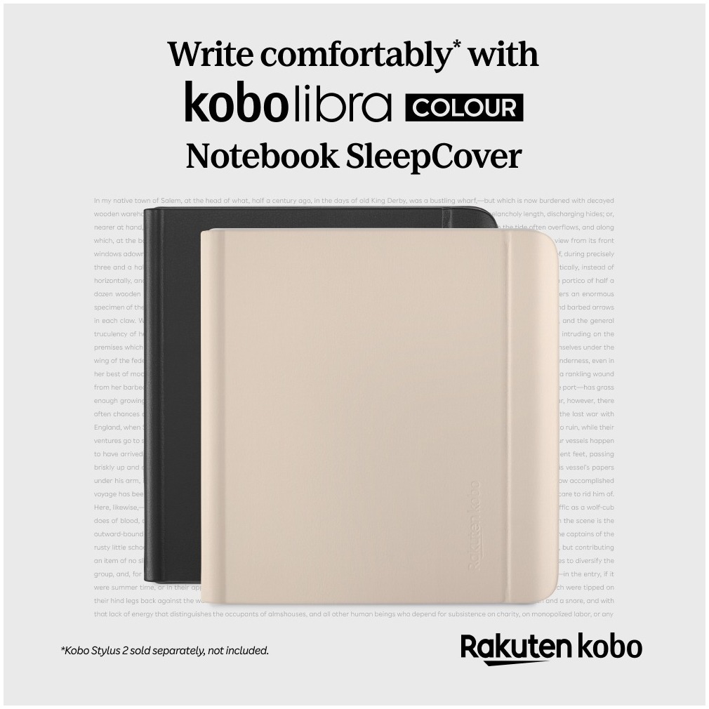 Kobo Libra Colour Notebook SleepCover Case Beige E-reader hoesje