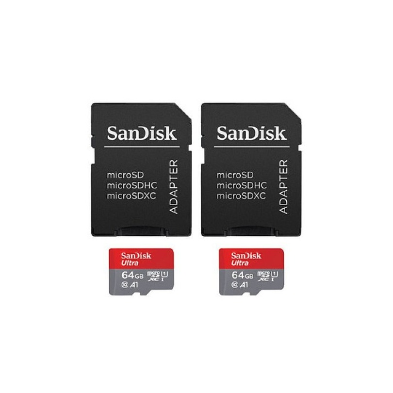 SanDisk MicroSDXC Ultra 64GB 140mb/s C10 - SDA UHS-I 2 pack Micro SD-kaart Grijs