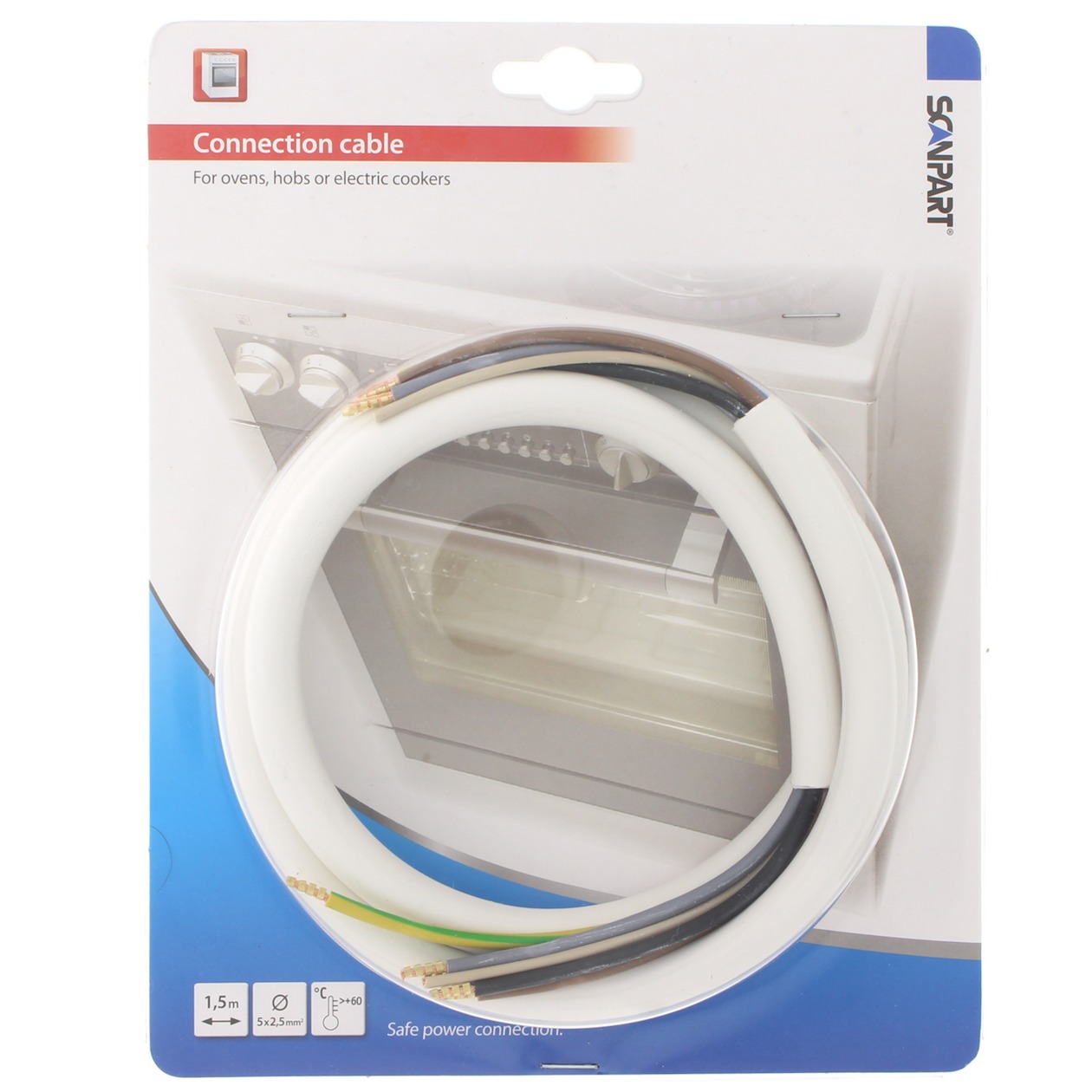 Scanpart oven aansluitkabel 5x2.50mm 1,5m Inbouw accessoire Wit afbeelding