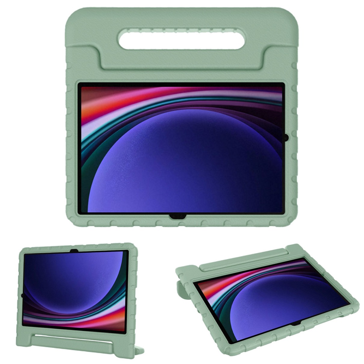 Accezz Kidsproof Backcover met handvat Samsung Galaxy Tab S9 / Tab S9 FE Tablethoesje Groen afbeelding