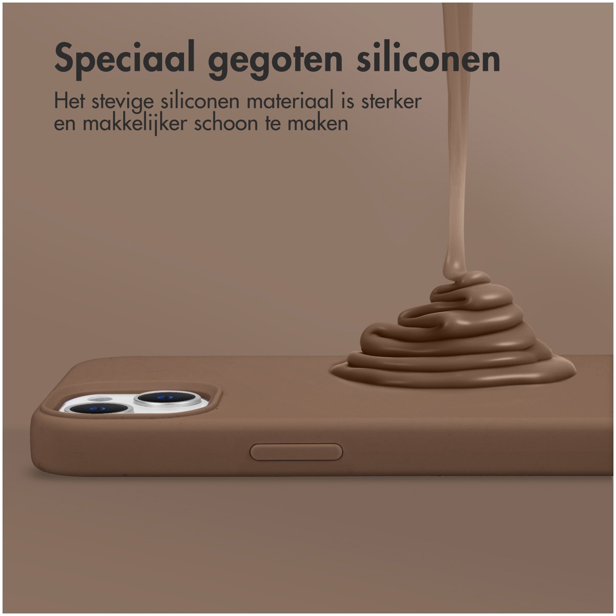 Accezz Liquid Silicone Backcover met MagSafe voor Apple iPhone 15 Pro Max Telefoonhoesje Bruin afbeelding