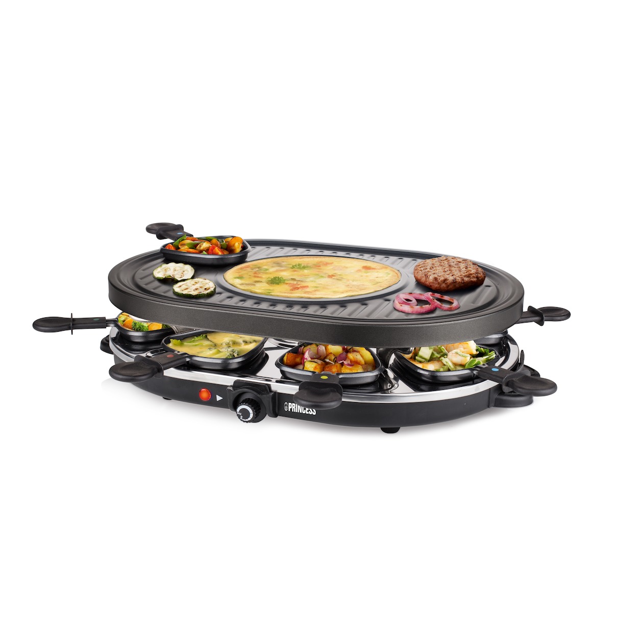 Princess Raclette 8 Oval Grill Party 162700 Racletteset Zwart
