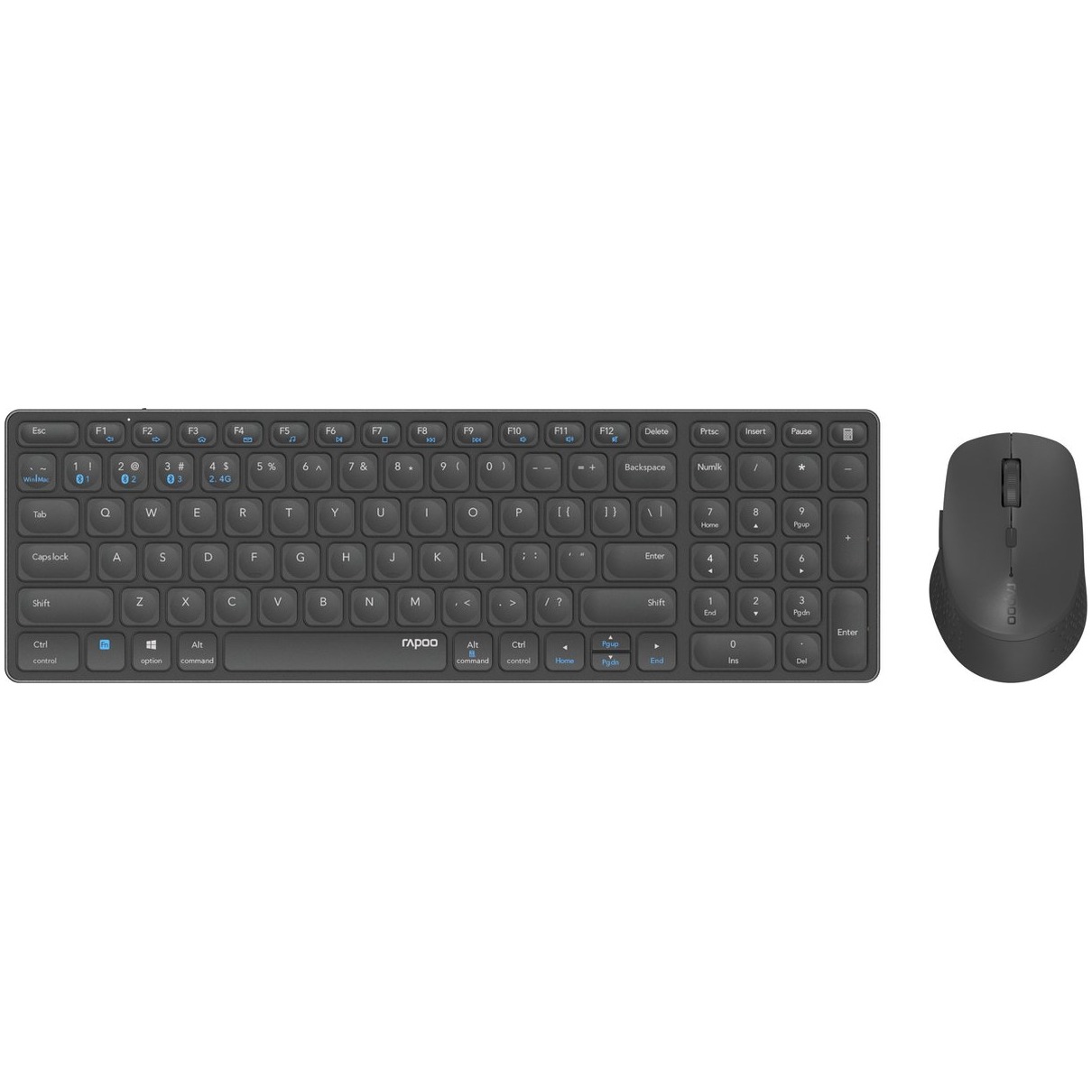 Rapoo 9700M Draadloze multimode Blade Combo Compact Set Toetsenbord Grijs afbeelding