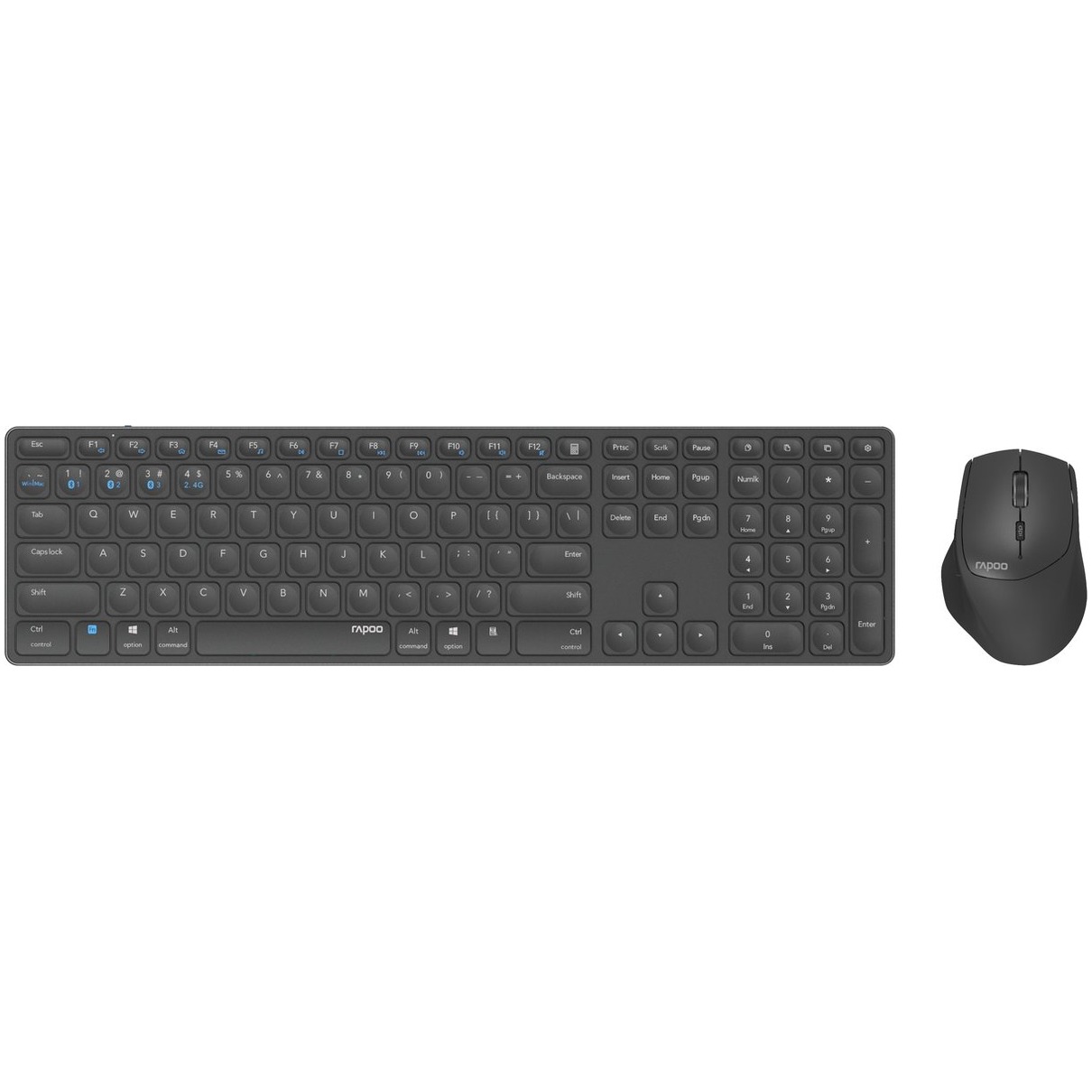 Rapoo 9800M Draadloze multimode Blade Combo Full Size Set Toetsenbord Grijs afbeelding