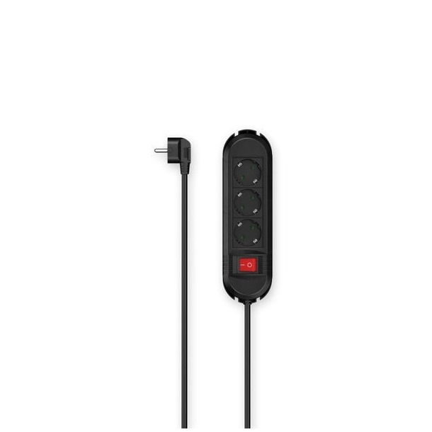 Hama Stekkerdoos, 3-voudig, schakelaar, wandmontage, 1,5 m Kabel Zwart afbeelding