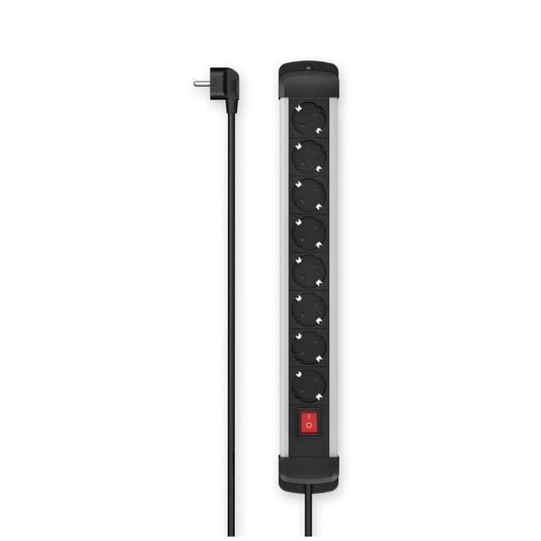 Hama Stekkerdoos, 8-voudig, schakelaar, wandmontage, 1,5 m Kabel Grijs afbeelding