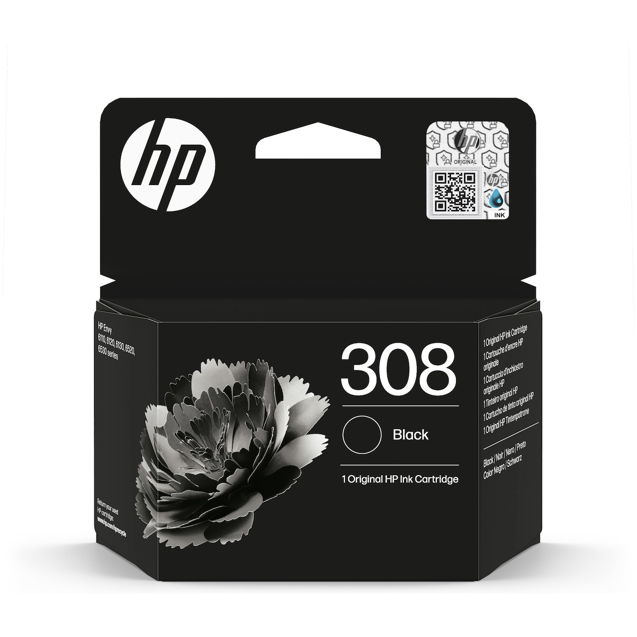 HP 308 Cartridge Inkt Zwart afbeelding