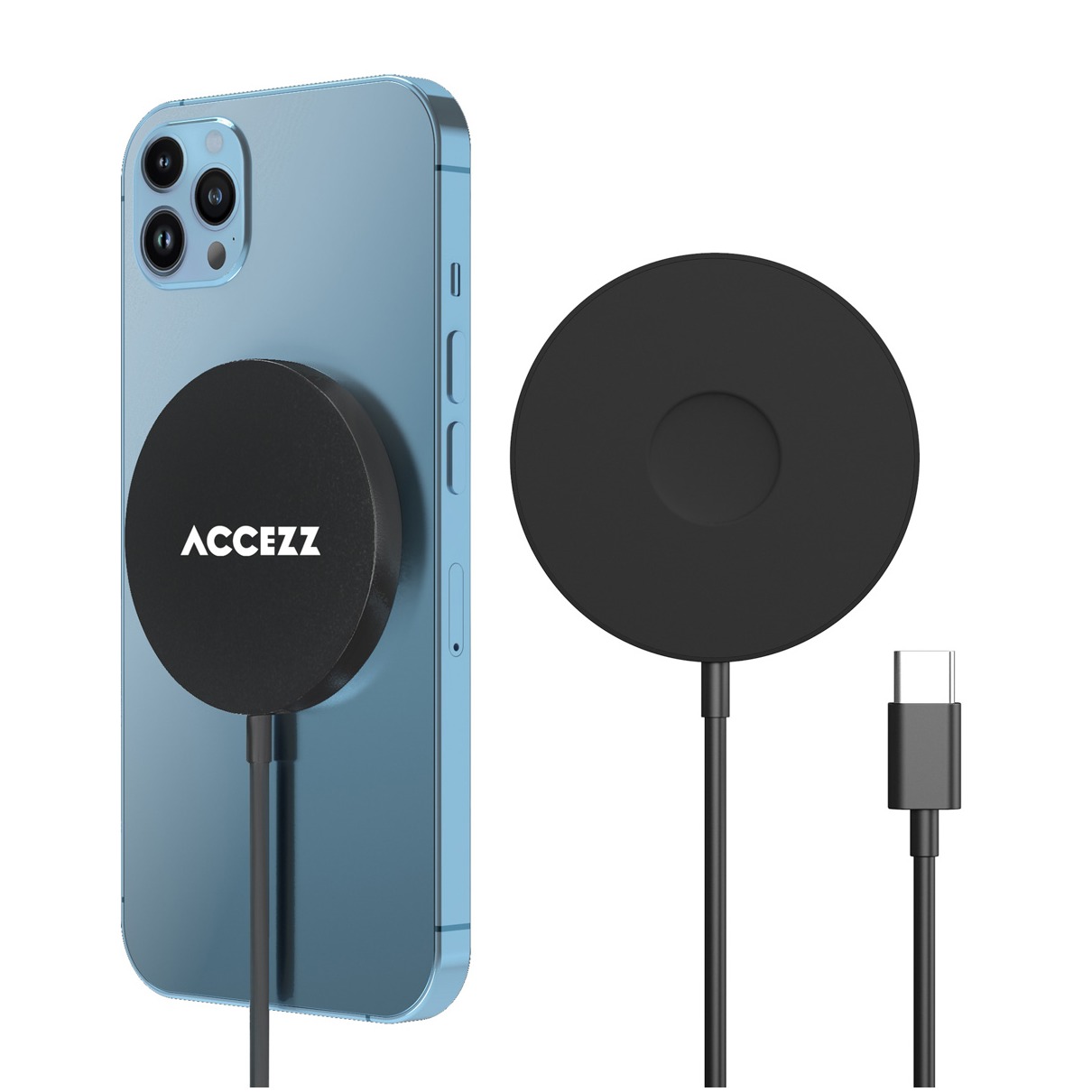 Accezz Wireless MagSafe Charger USB-C - 1 meter Oplader Zwart afbeelding
