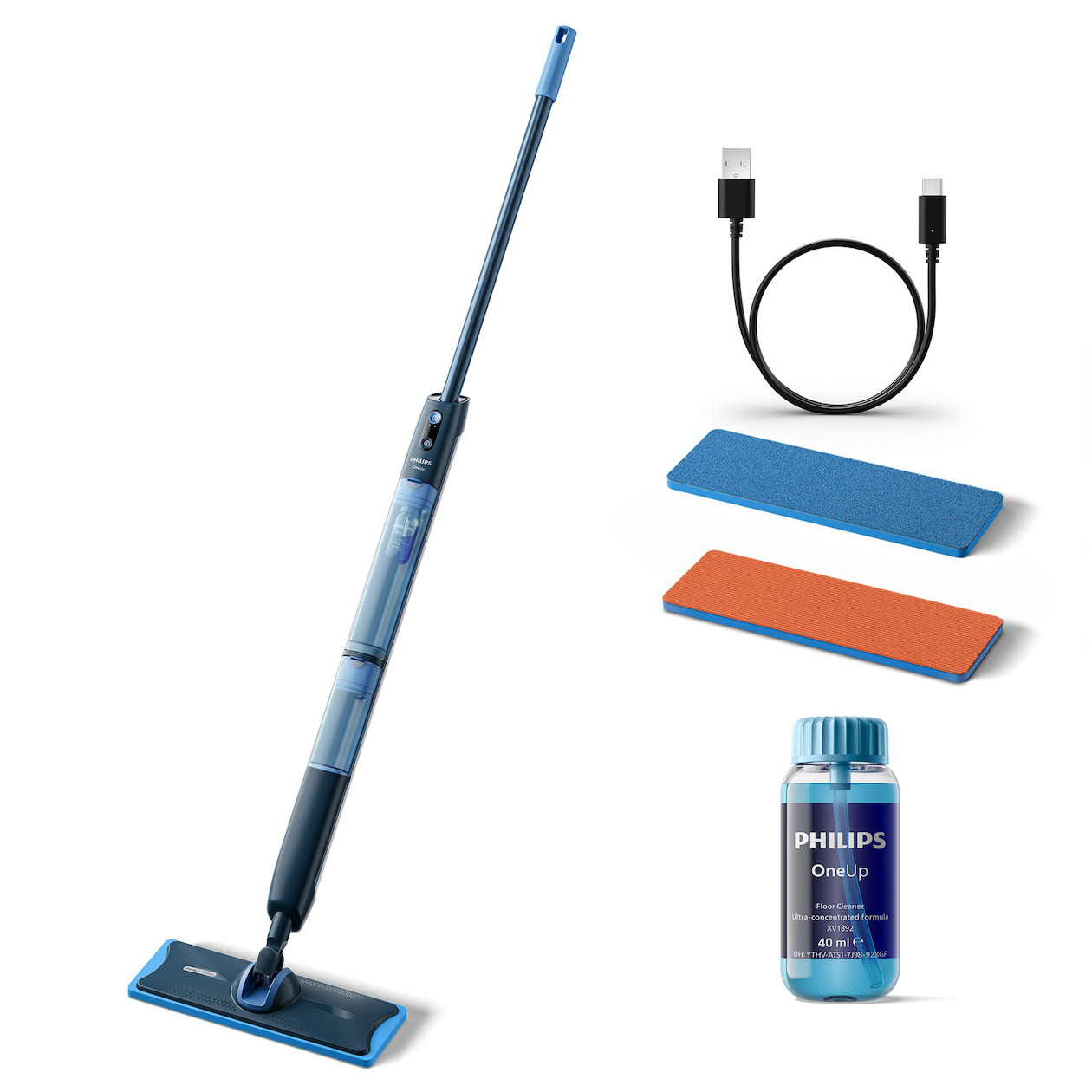 Philips OneUp Series 5000 (XV5113/01/00) + extra oranje dweildoek Vloerreiniger Blauw