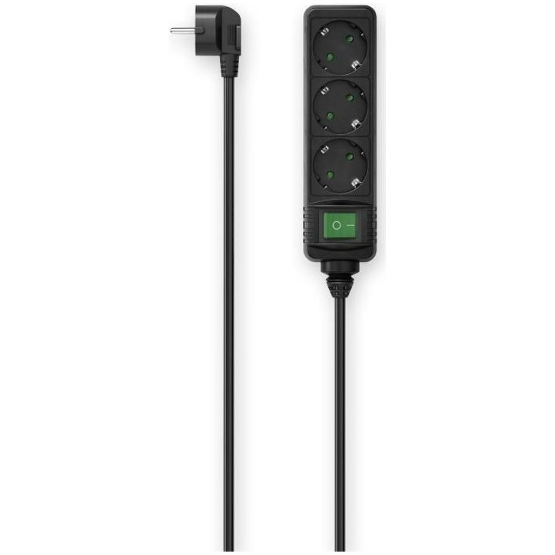 Hama Stekkerdoos, 3-voudig, schakelaar, 3 m Kabel Zwart afbeelding