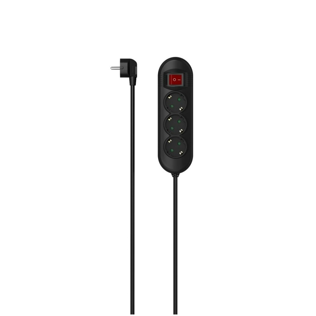 Hama Stekkerdoos, 3-voudig, schakelaar, opt. schakelaarpositie, 1,4 m Kabel Zwart afbeelding