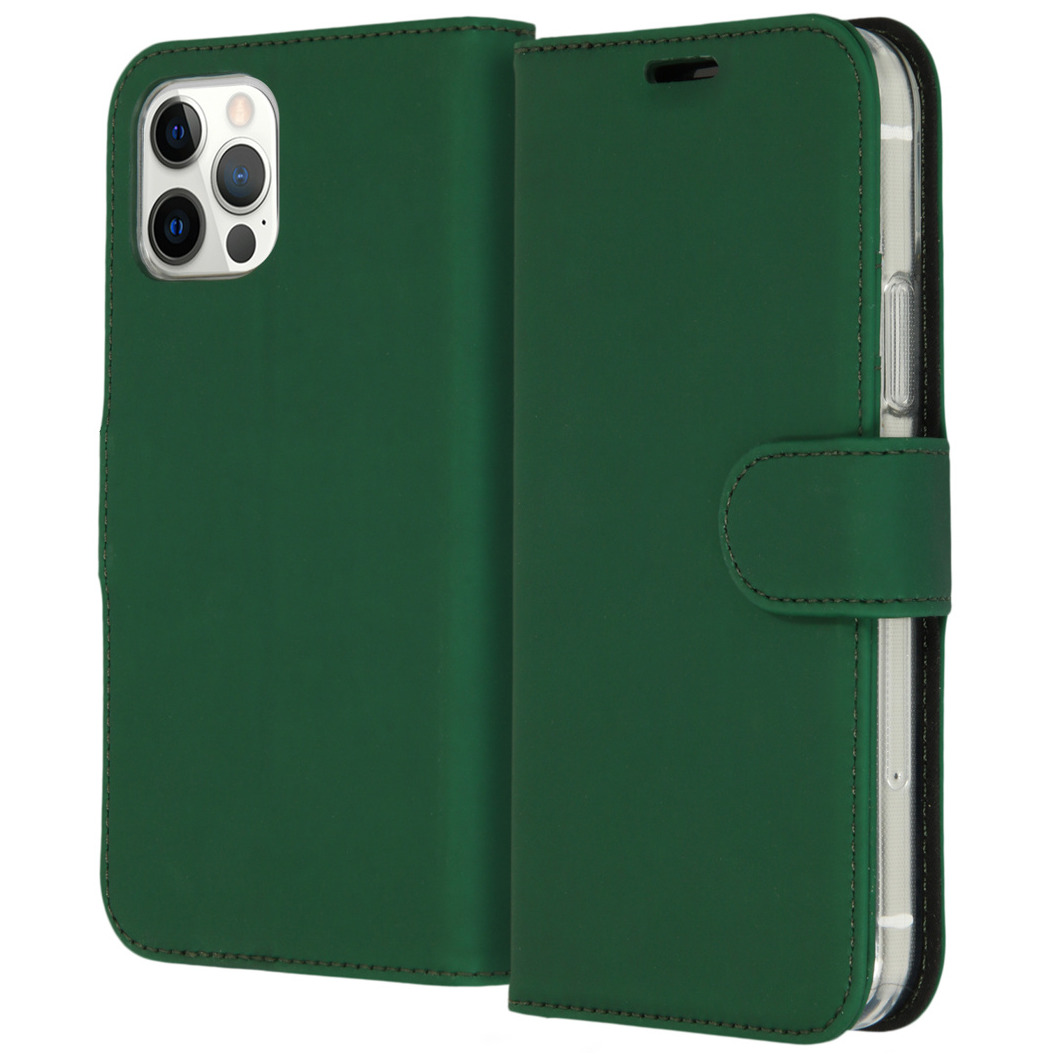 Accezz Wallet Softcase Bookcase iPhone 12 (Pro) Telefoonhoesje Groen afbeelding