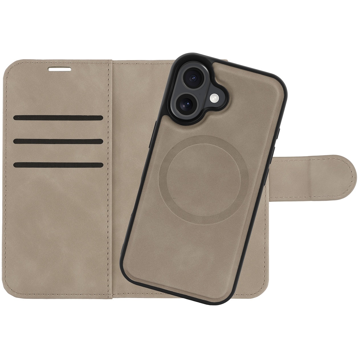 Just in Case Wallet Case 2 in 1 MagSafe voor Apple iPhone 16 Telefoonhoesje Bruin afbeelding